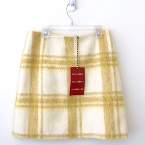ALEXACHUNG Mohair Blend Yellow Check Skirt
